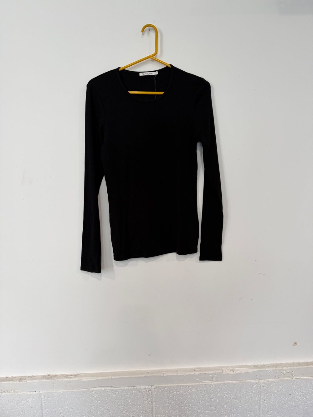 Michael Stars Rachel Ultra Rib Black Long Sleeve Crewneck Top